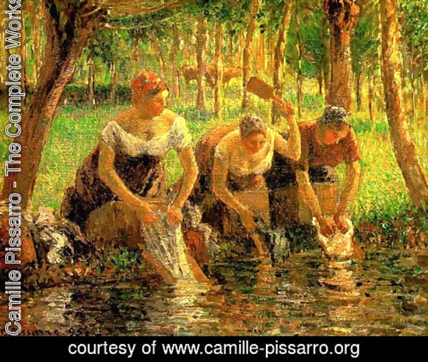 Camille Pissarro - Washerwomen, Eragny-sur-Epte 1895