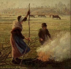 White Frost, woman breaking wood, 1890