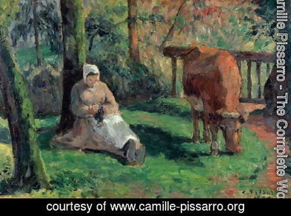 Camille Pissarro - Shepherdess, Montfoucault, 1875