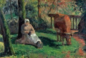 Camille Pissarro - Shepherdess, Montfoucault, 1875