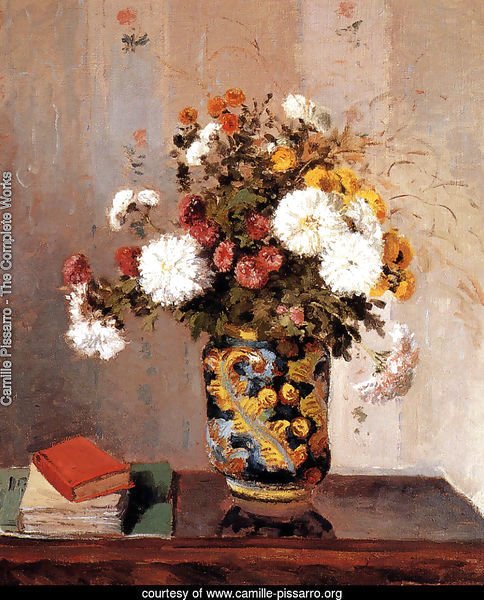 Bouquet of Flowers, Chrysanthemums in a Chinese Vase
