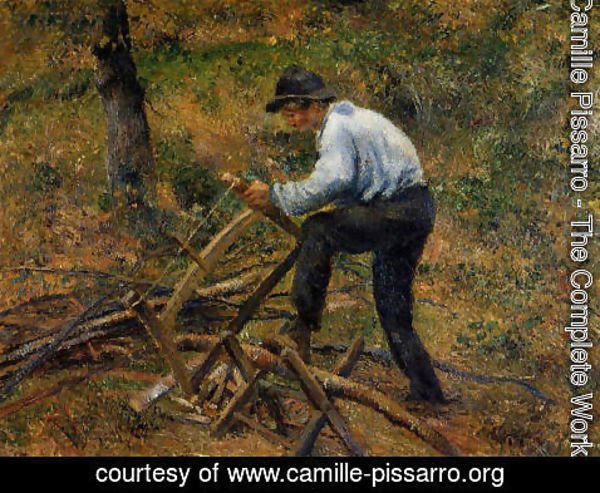 Camille Pissarro - Pere Melon Sawing Wood, Pontoise, 1879
