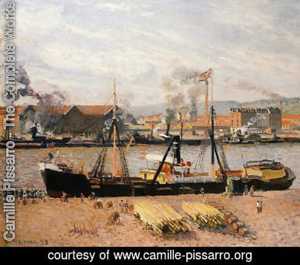 Camille Pissarro - Rouen Port, Unloading Wood, 1898