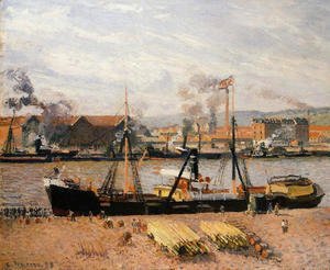 Camille Pissarro - Rouen Port, Unloading Wood, 1898