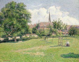 Camille Pissarro - The House of the Deaf Woman and the Belfry at Eragny, 1886