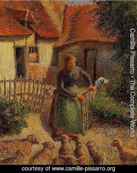 Camille Pissarro - Shepherdess Bringing in Sheep, 1886
