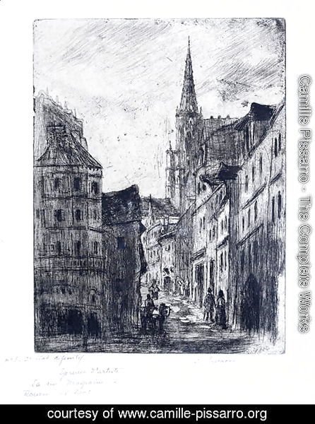 Camille Pissarro - La Rue Malpalue a Rouen, c.1885