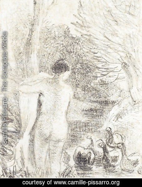 Camille Pissarro - Nude with Swans, c.1895