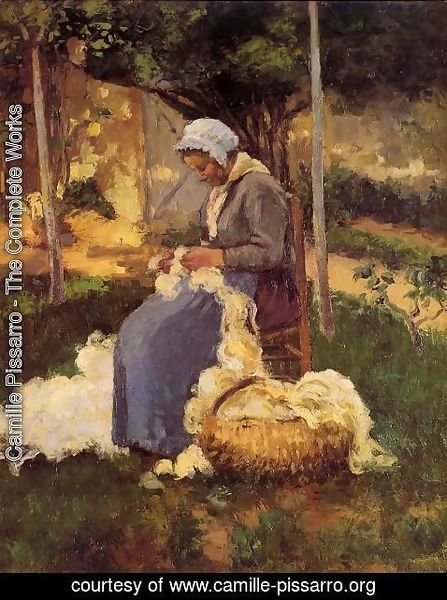 Camille Pissarro - Female Peasant Carding Wool, 1875