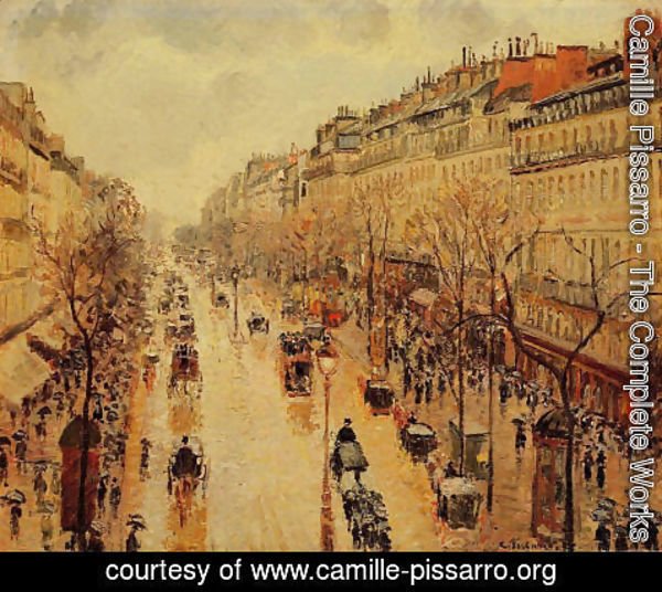 Camille Pissarro - Boulevard Montmartre: Afternoon, in the Rain