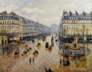 Camille Pissarro - Avenue de l'Opera: Rain Effect