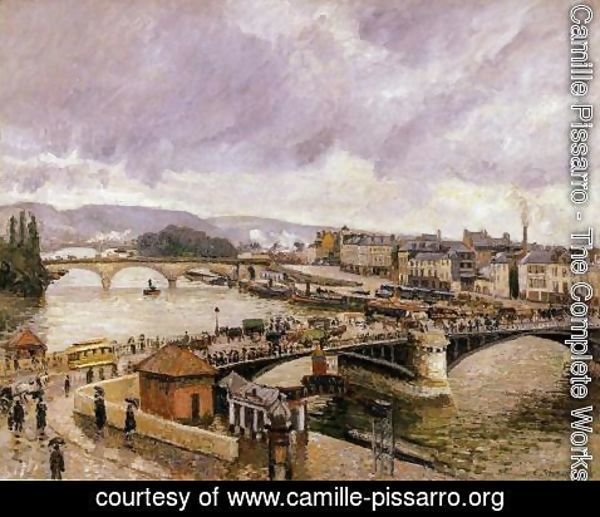Camille Pissarro - The Pont Boieldieu , Rouen: Rain Effect
