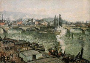 Camille Pissarro - The Pont Corneille , Rouen: Grey Weather