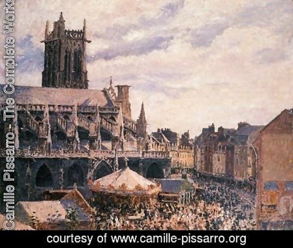 Camille Pissarro - The Fair by the Church of Saint-Jacques, Dieppe