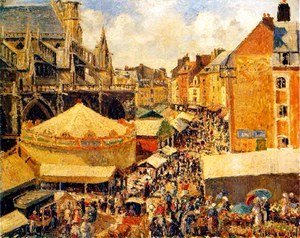 Camille Pissarro - The Fair in Dieppe: Sunny Morning