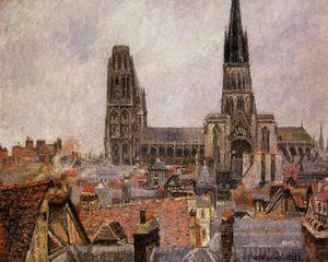 Camille Pissarro - The Roofs of Old Rouen: Grey Weather