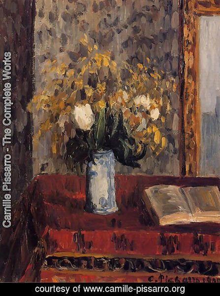 Camille Pissarro - Vase of Flowers, Tulips and Garnets