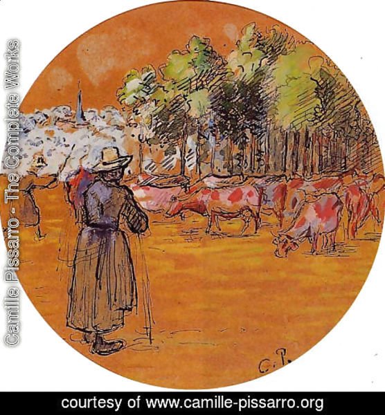 Camille Pissarro - Cowherds, Bazincourt