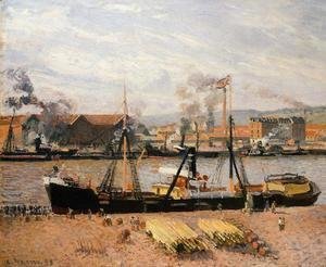 Camille Pissarro - The Port of Rouen: Unloading Wood
