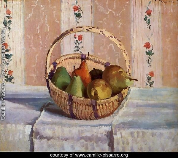 Still Life, Apples and Pears in a Round Basket