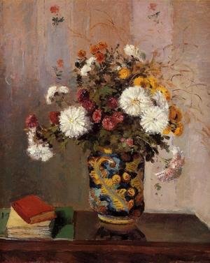 Camille Pissarro - Bouquet of Flowers: Chrysanthemums in a China Vase