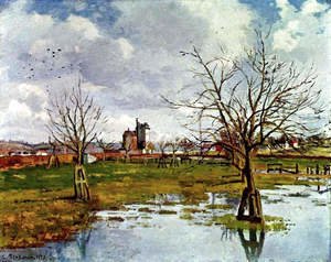Camille Pissarro - Landscape with Flooded Fields