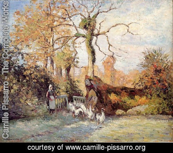 Camille Pissarro - The Goose Girl at Montfoucault, White Frost