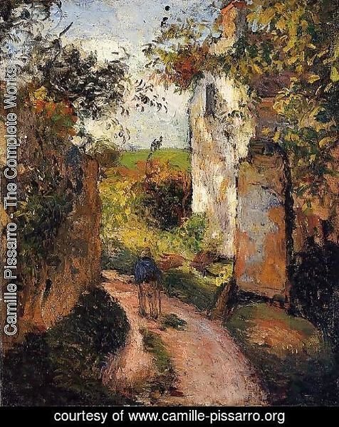 Camille Pissarro - A Peasant in the Lane at l'Hermitage, Pontoise