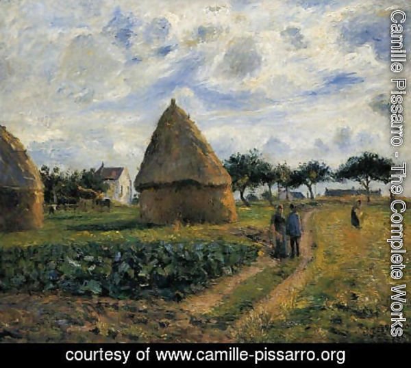 Camille Pissarro - Peasants and Hay Stacks