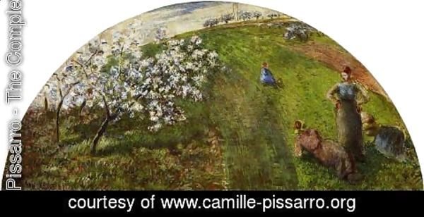 Camille Pissarro - Springtime: Peasants in a Field