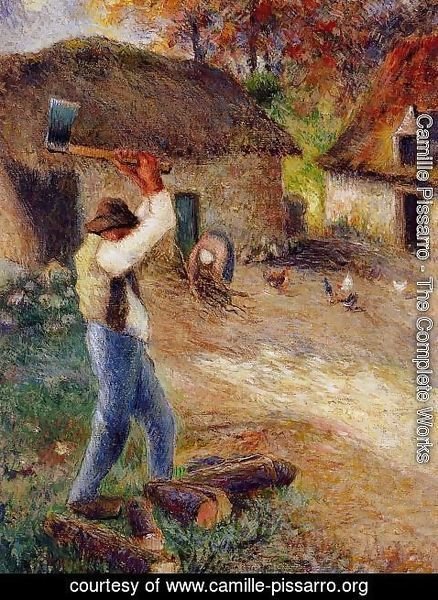 Camille Pissarro - Pere Melon Cutting Wood