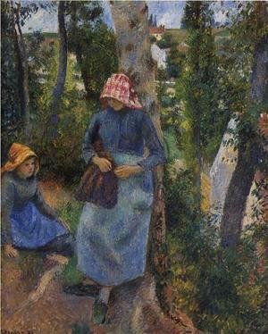 Camille Pissarro - Two Young Peasants Chatting under the Trees