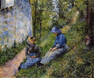Camille Pissarro - Seated Peasants, Sewing