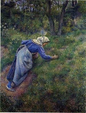 Camille Pissarro - Peasant Gathering Grass