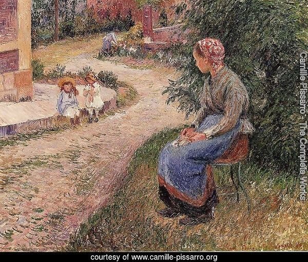 A Servant Seated in the Garden at Eragny