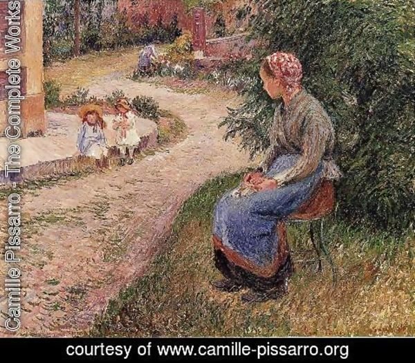 Camille Pissarro - A Servant Seated in the Garden at Eragny