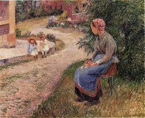 Camille Pissarro - A Servant Seated in the Garden at Eragny