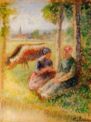 Camille Pissarro - Two Cowherds by the River