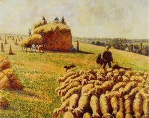 Camille Pissarro - Flock of Sheep in a Field after the Harvest