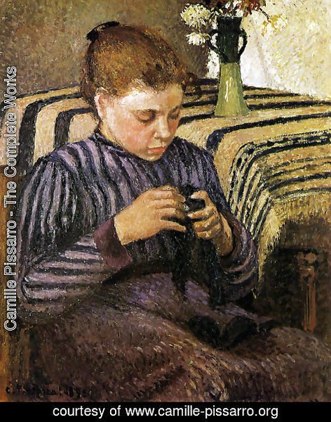 Camille Pissarro - Young Girl Mending Her Stockings