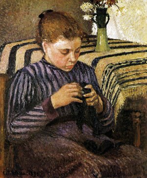 Camille Pissarro - Young Girl Mending Her Stockings