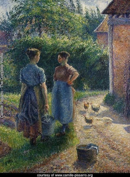 Peasants Chatting in the Farmyard, Eragny