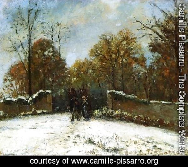 Camille Pissarro - Entering the Forest of Marly (Snow Effect)