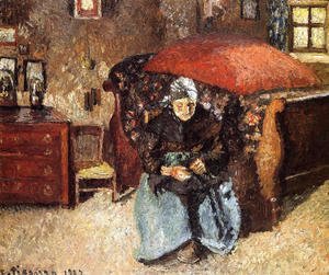 Camille Pissarro - Elderly Woman Mending Old Clothes, Moret