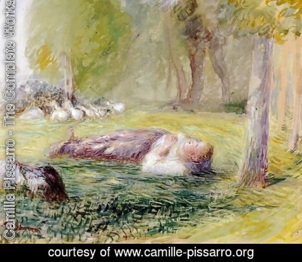 Camille Pissarro - Goose Girl Reclining