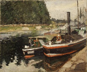 Camille Pissarro - Barges at Pontoise 1876