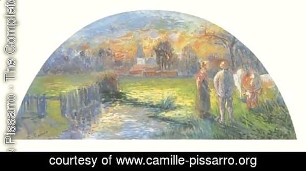 Camille Pissarro - Couple de paysans gardant des vaches, environs d'Eragny