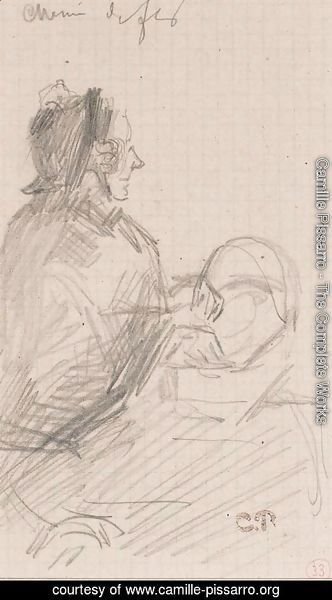 Camille Pissarro - Femme assise tenant un couffin