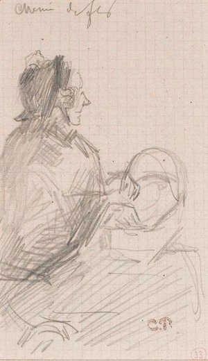 Camille Pissarro - Femme assise tenant un couffin