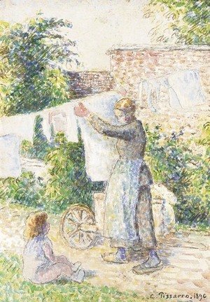 Camille Pissarro - Femme etendant du linge, Aaragny